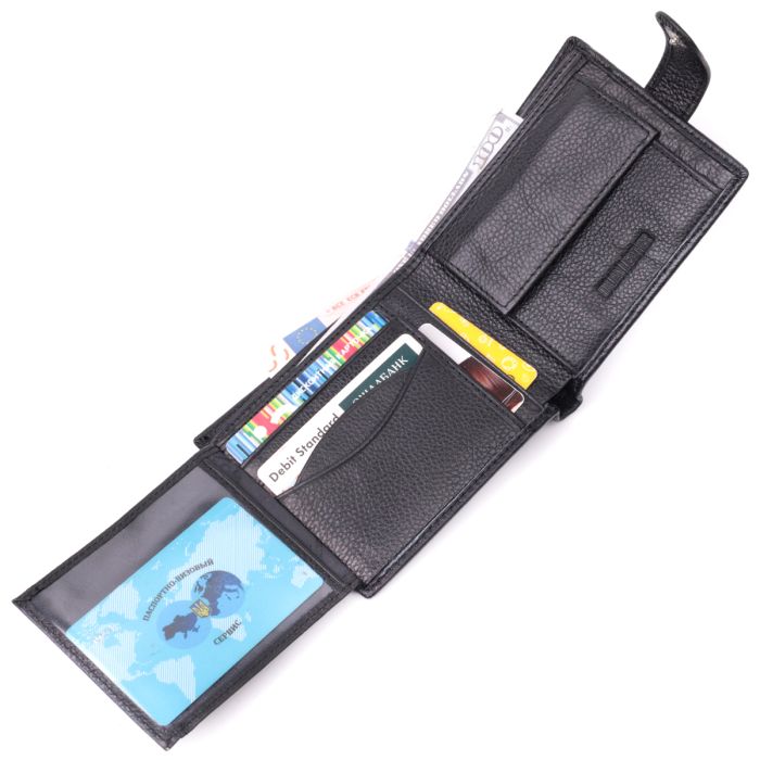 Горизонтальное мужское портмоне из натуральной кожи ST Leather 22487 черный