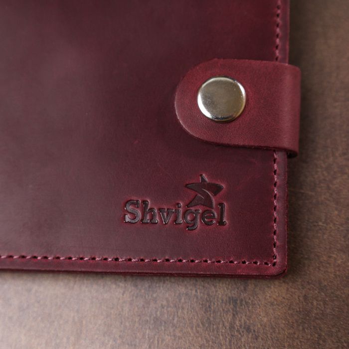 Шкіряне вінтажне портмоне Shvigel 16436 бордове