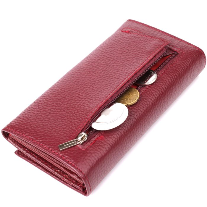 Практичний вертикальний гаманець із натуральної шкіри ST Leather 23085 бордовий