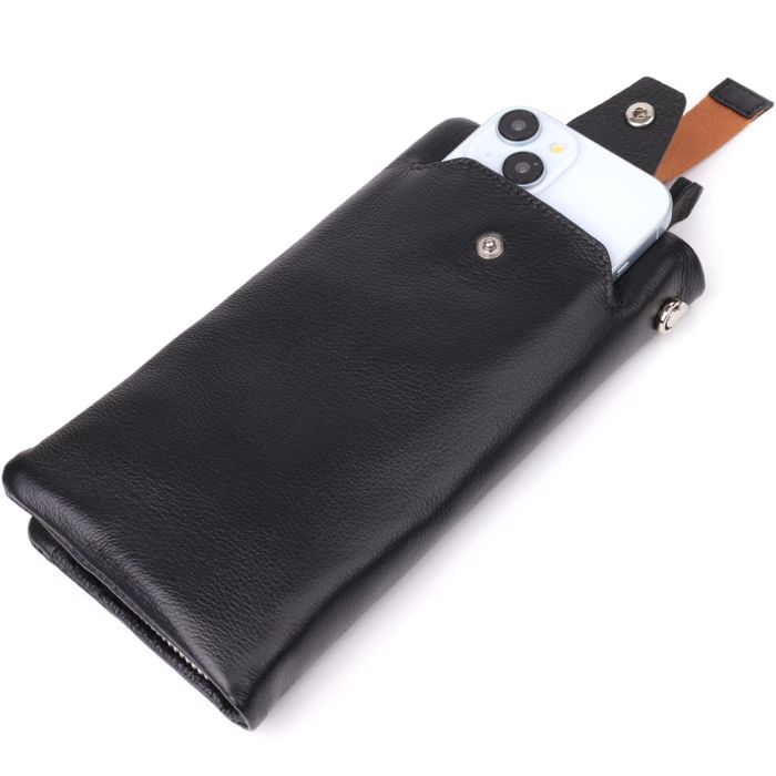 Жіночий шкіряний гаманець-клатч із відділенням під телефон ST Leather 23101 чорний