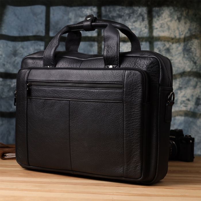 Зручний портфель для чоловіків з натуральної шкіри Vintage 23042 чорний
