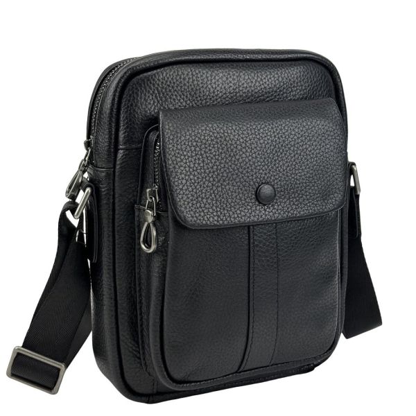 Чоловічий месенджер із м'якої шкіри Tiding Bag 1639A чорний