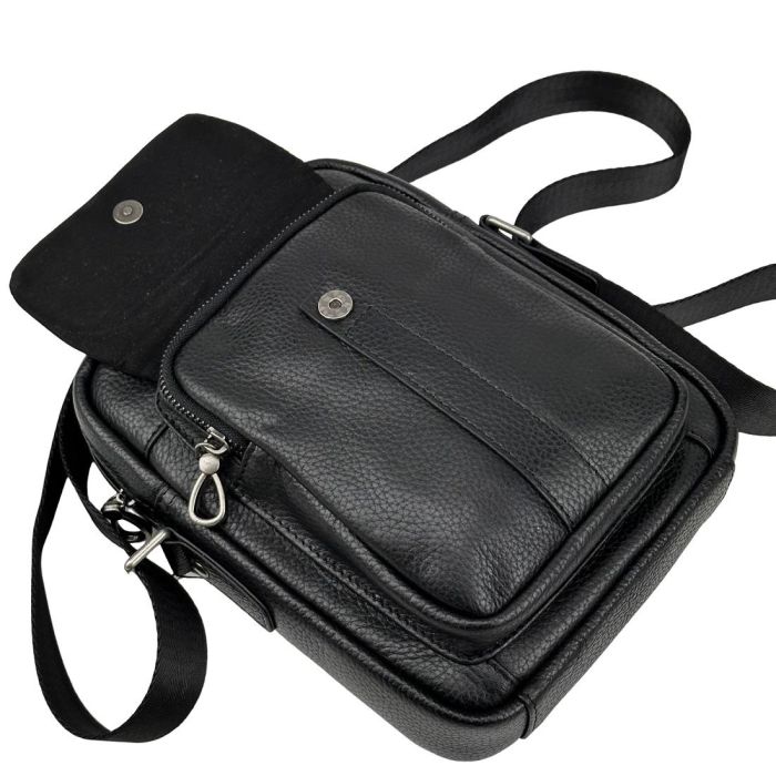 Чоловічий месенджер із м'якої шкіри Tiding Bag 1639A чорний