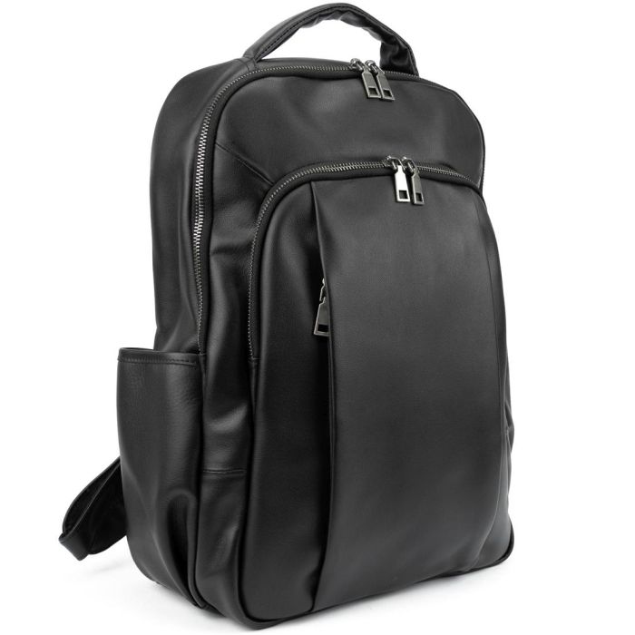 Чоловічий шкіряний рюкзак чорний Tiding Bag 1665A