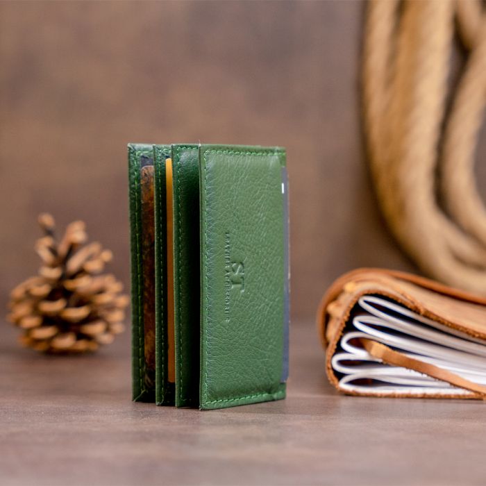 Визитница-книга ST Leather 19215 зеленая