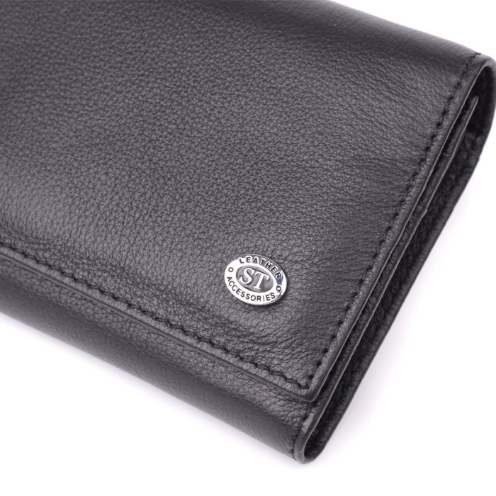 Солідний жіночий гаманець із натуральної шкіри ST Leather 23088 чорний