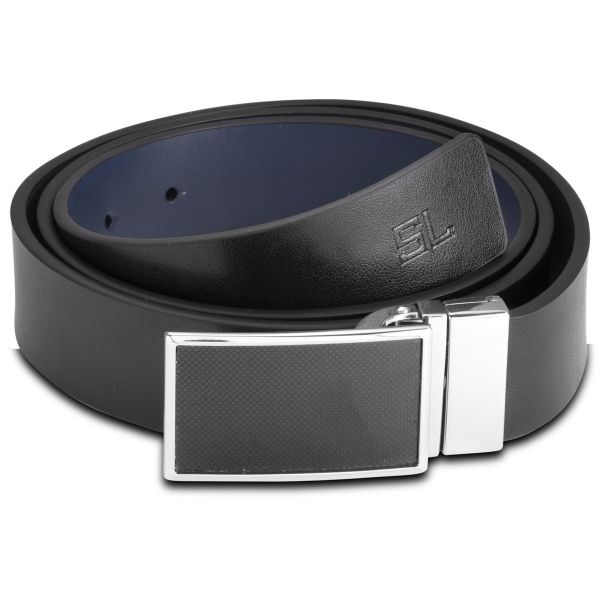 Ремінь чоловічий шкіряний Semi Line Black/Blue (P8234-0 XL)