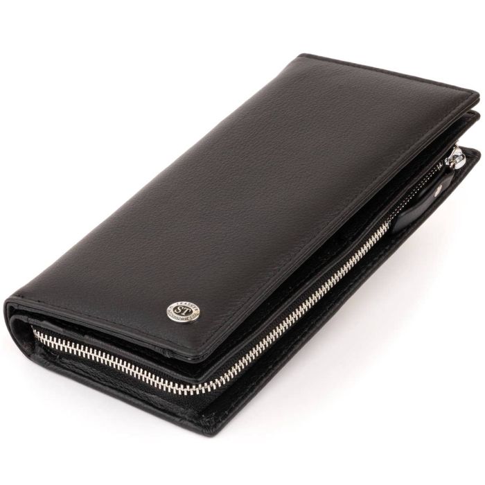 Вертикальний гаманець шкіряний жіночий ST Leather 19274 чорний