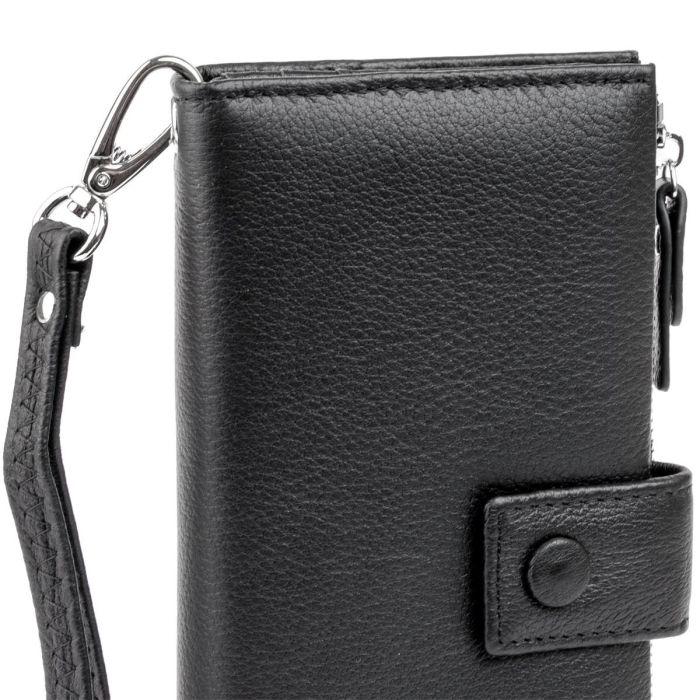 Гаманець шкіряний жіночий на хлястику з кнопкою ST Leather 19280 чорний