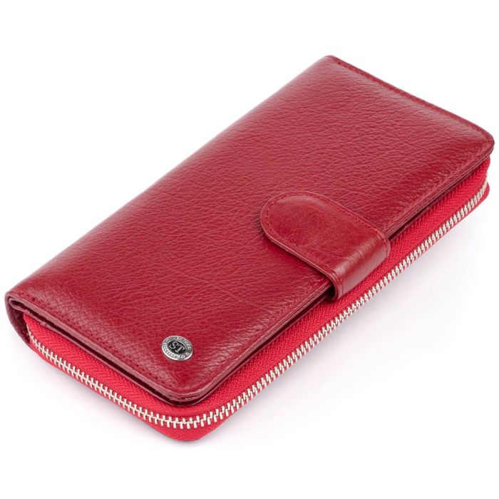 Вертикальний місткий гаманець зі шкіри ST Leather 19307 бордовий