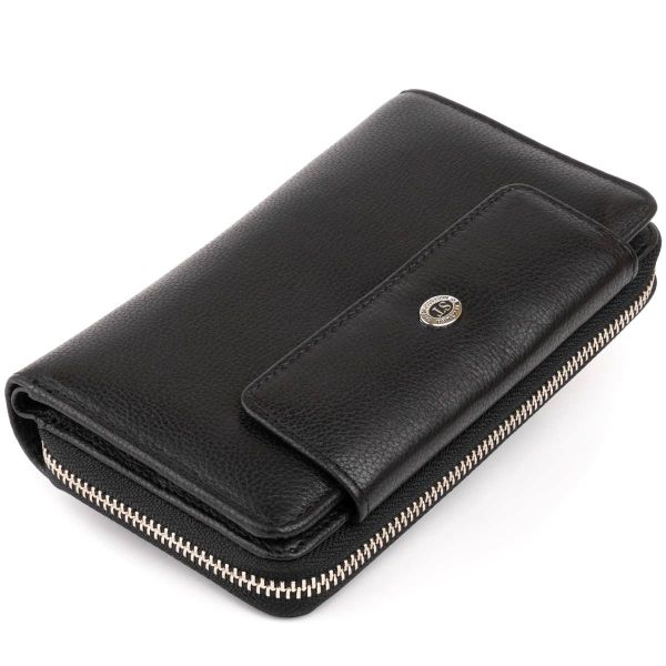 Гаманець зі шкіри на клямці ST Leather 19339 чорний