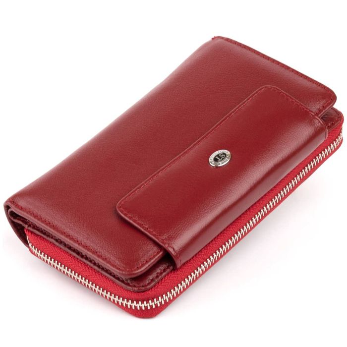Гаманець зі шкіри на клямці ST Leather 19341 бордовий