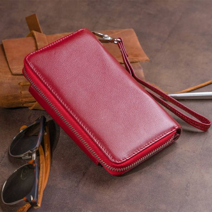 Гаманець зі шкіри на клямці ST Leather 19341 бордовий