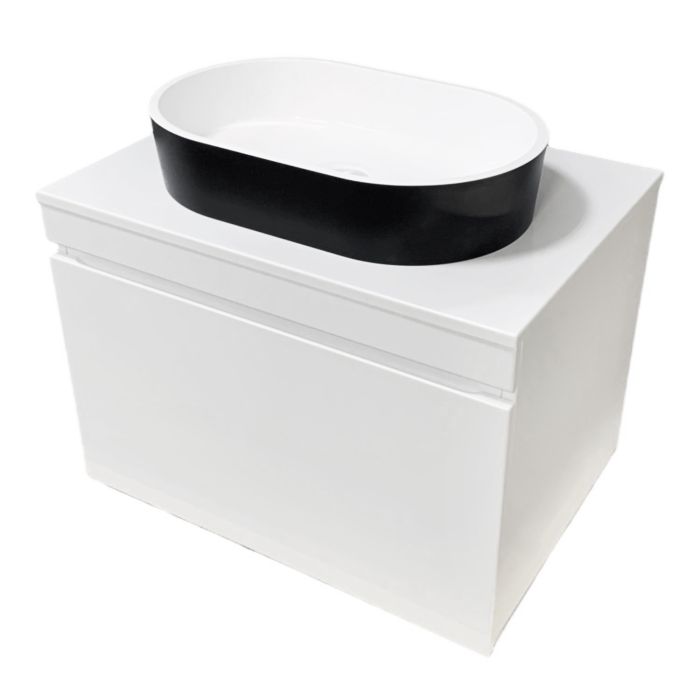 Тумба підвісна ADAMANT Astra W 70 з умивальником Beste New Black Matte/White Glossy