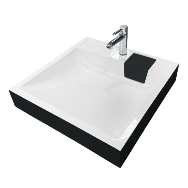 Умывальник на стиральную машину без перелива Adamant Washer New Black-White Glossy искусственный камень