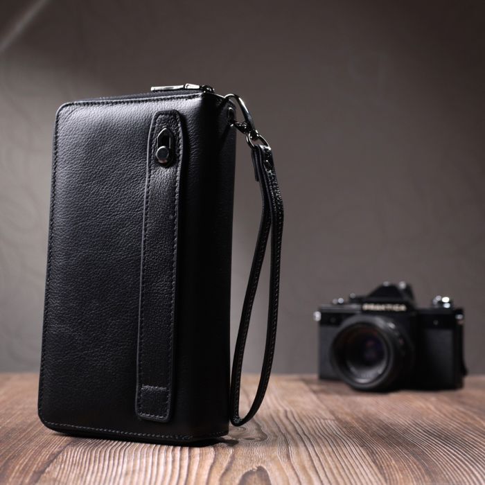 Мужской клатч на два отделения из натуральной кожи ST Leather 22684 черный