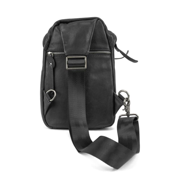 Маленька сумочка-слінг чоловіча шкіряна TDING BAG 2072A чорна