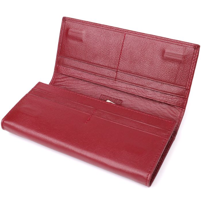 Елегантний гаманець у два складення з натуральної шкіри ST Leather 23065 бордовий