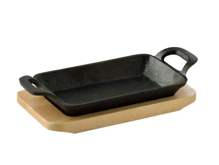 Чугунная миниформа с серверной доской MasterPro Cook & share 17х10 см прямоугольная (BGMP-3807-4)