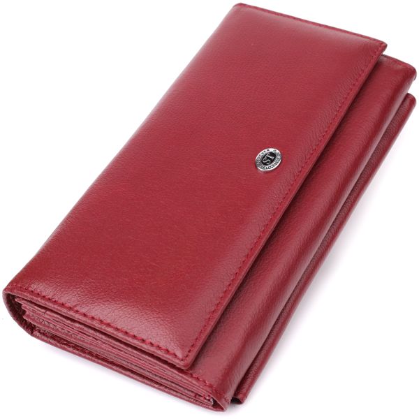 Жіночий гаманець з кишенею для телефону з натуральної шкіри ST Leather 23069 бордовий