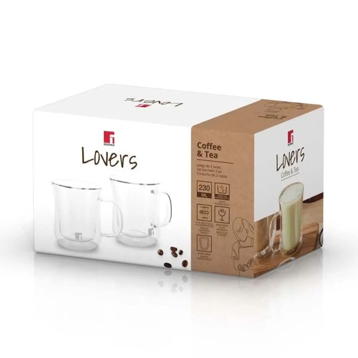 Набір склянних чашок Bergner Coffee & tea lovers 230 мл 2 шт (BG-20115-MM)