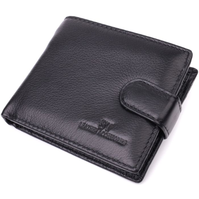 Гаманець для чоловіків зручного розміру з натуральної шкіри ST Leather 22463 чорний