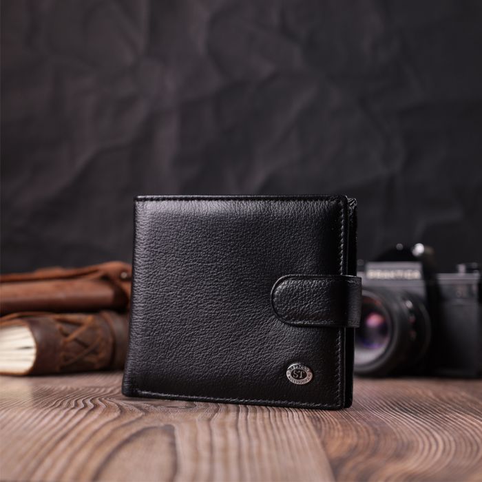 Чоловічий трендовий гаманець із натуральної шкіри ST Leather 22553 чорний