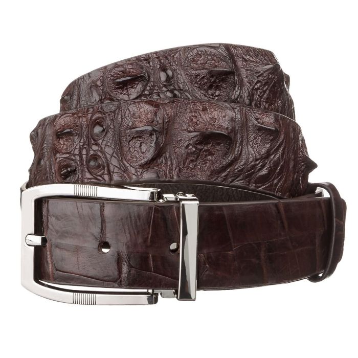 Ремень мужской из натуральной кожи крокодила коричневый CROCODILE LEATHER 18178