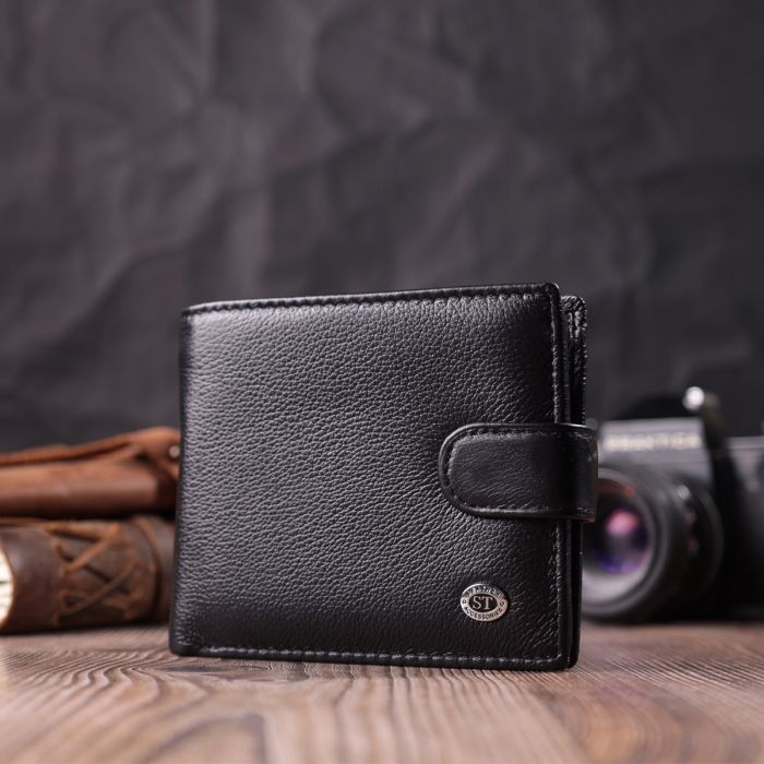 Горизонтальное мужское портмоне из натуральной кожи ST Leather 22487 черный