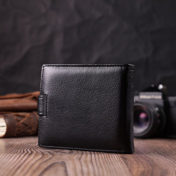 Чоловічий трендовий гаманець із натуральної шкіри ST Leather 22553 чорний