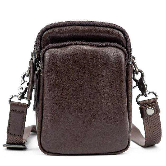 Месенджер маленький шкіряний чорний шоколад TIDING BAG 333-1C