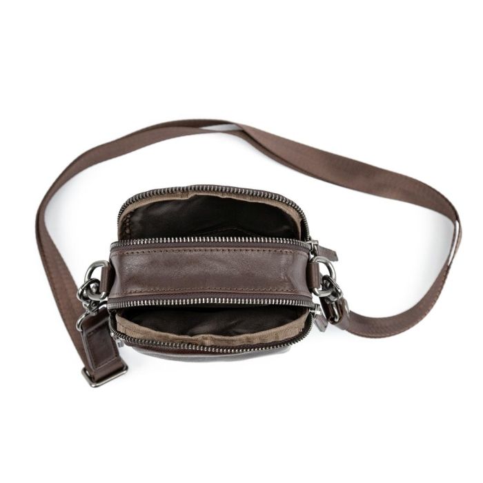 Месенджер маленький шкіряний чорний шоколад TIDING BAG 333-1C