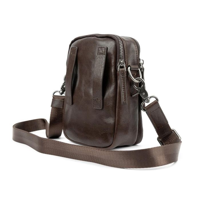Месенджер маленький шкіряний чорний шоколад TIDING BAG 333-1C