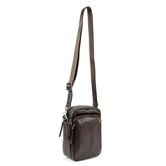 Месенджер маленький шкіряний чорний шоколад TIDING BAG 333-1C