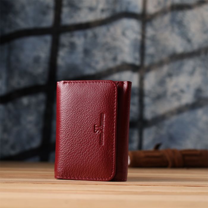 Компактний гаманець зручного формату із натуральної шкіри ST Leather 23077 бордовий