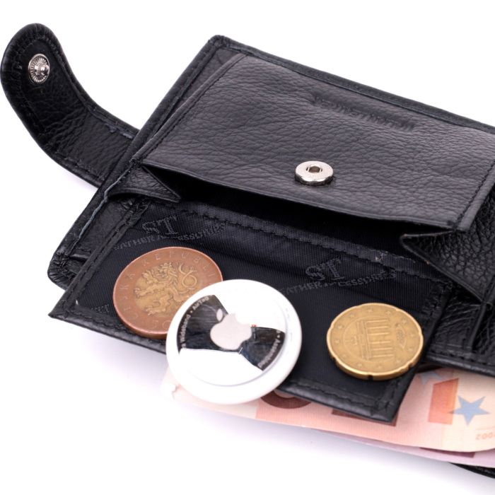 Горизонтальный мужской кошелек из натуральной кожи ST Leather 22443 черный