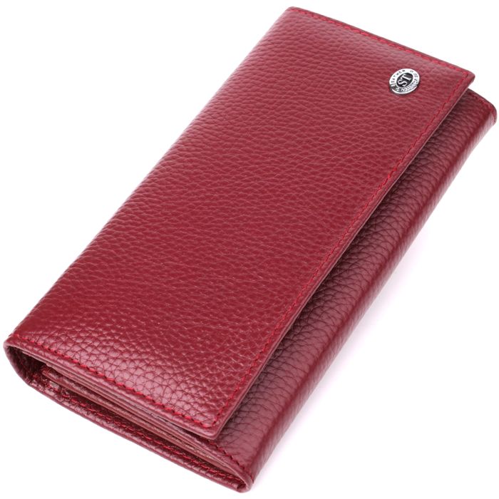 Практичний вертикальний гаманець із натуральної шкіри ST Leather 23085 бордовий