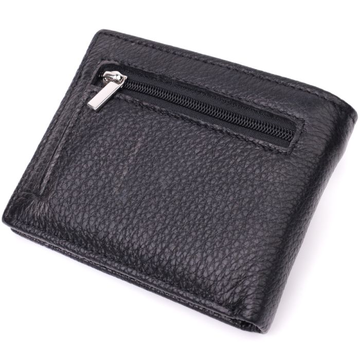 Якісний затиск із натуральної шкіри ST Leather 22472 чорний