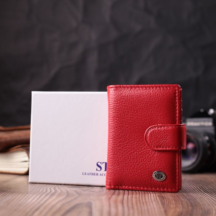 Містка візитниця з натуральної шкіри ST Leather 22470 червона