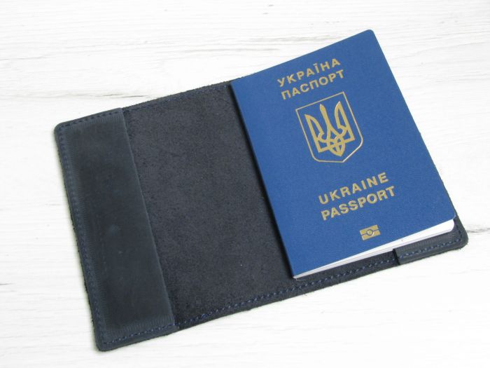 Шкіряна обкладинка для паспорта GS синя (об 001 син)