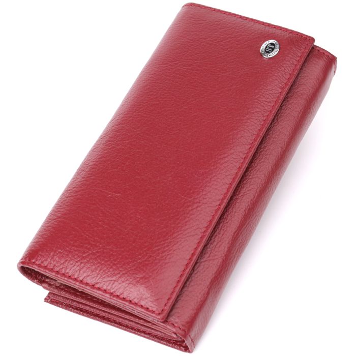 Модний жіночий гаманець на магнітах із натуральної шкіри ST Leather 23113 бордовий