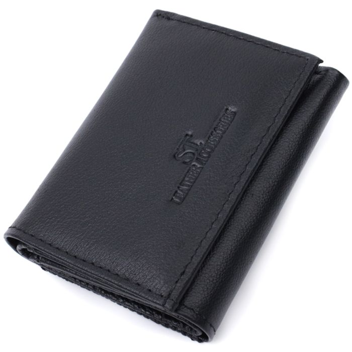 Зручний компактний гаманець з монетницею із натуральної шкіри ST Leather 22742 чорний