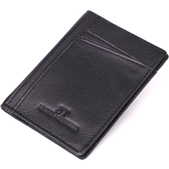 Чоловічий гаманець для карток із натуральної шкіри ST Leather 23091 чорний