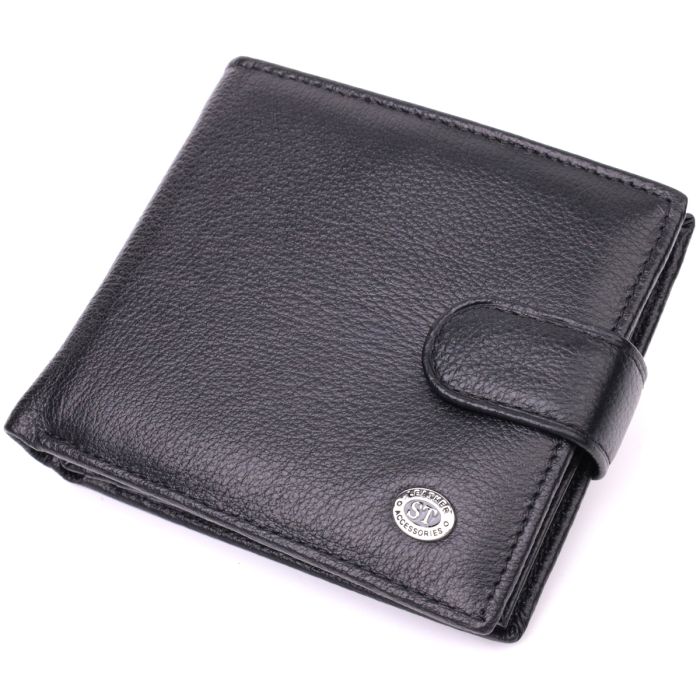 Чоловічий трендовий гаманець із натуральної шкіри ST Leather 22553 чорний