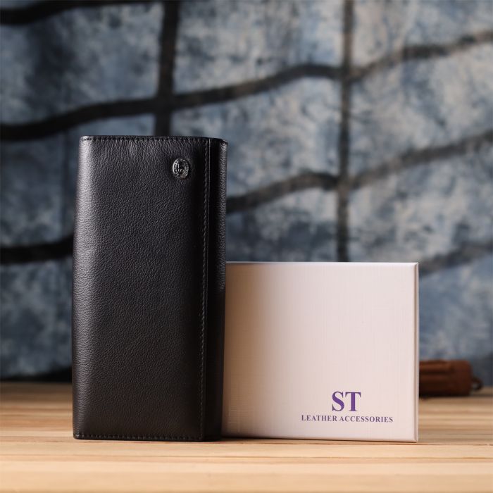 Солідний жіночий гаманець із натуральної шкіри ST Leather 23088 чорний