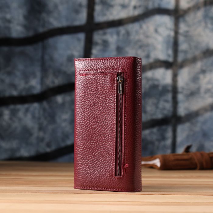 Практичний вертикальний гаманець із натуральної шкіри ST Leather 23085 бордовий