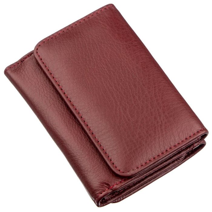 Компактний жіночий гаманець на кнопці ST Leather 18885 темно-червоний