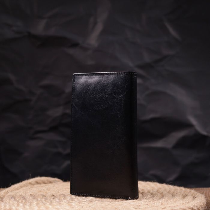 Вертикальний гаманець для чоловіків із натуральної шкіри ST Leather 19420 чорний