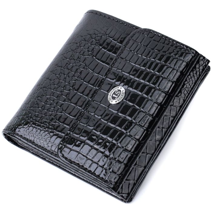 Жіночий фактурний гаманець із натуральної шкіри ST Leather 22706 чорний