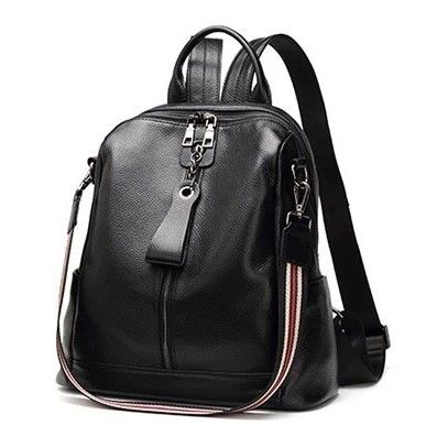 Шкіряний жіночий молодіжний рюкзак чорний на кожен день 94413 Tiding Bag